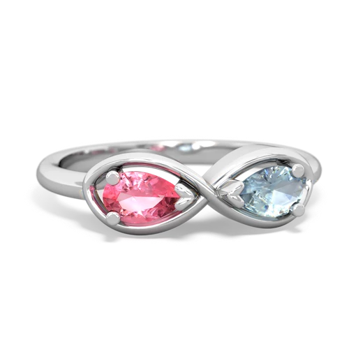 pink sapphire-aquamarine infinity ring