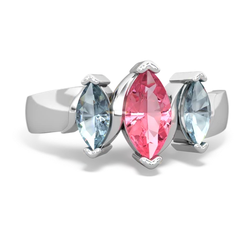 Lab Pink Sapphire Lab Created Pink Sapphire with Genuine Aquamarine and Genuine Tanzanite Three Peeks ring Ring