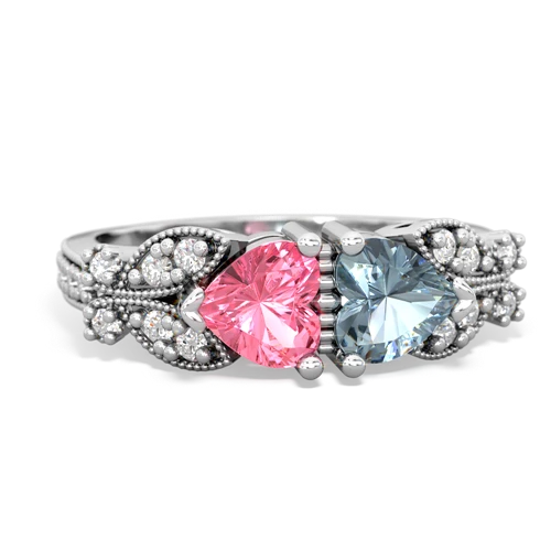 pink sapphire-aquamarine keepsake butterfly ring