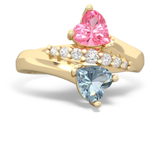 pink sapphire-aquamarine modern ring