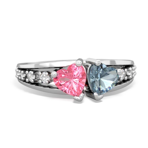 pink sapphire-aquamarine modern ring