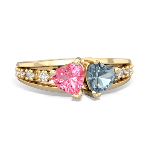 pink sapphire-aquamarine modern ring