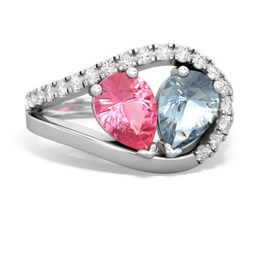 Lab Pink Sapphire Lab Created Pink Sapphire with Genuine Aquamarine Nestled Heart Keepsake ring Ring