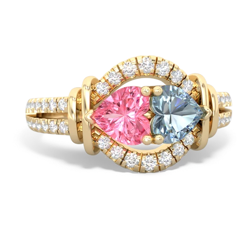 pink sapphire-aquamarine pave keepsake ring