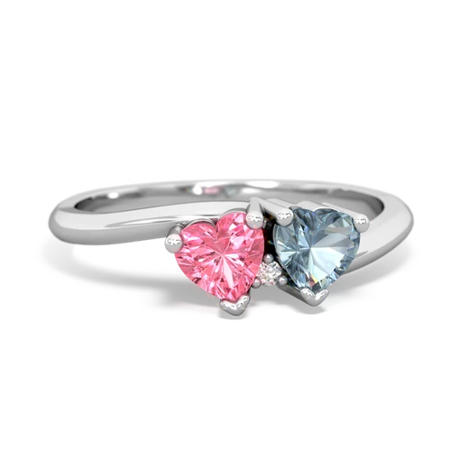 Lab Pink Sapphire Lab Created Pink Sapphire with Genuine Aquamarine Sweetheart's Promise ring Ring