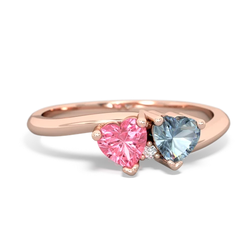 pink sapphire-aquamarine sweethearts promise ring