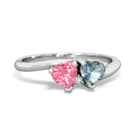 pink sapphire-aquamarine sweethearts promise ring