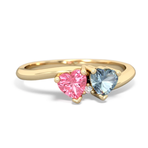 pink sapphire-aquamarine sweethearts promise ring