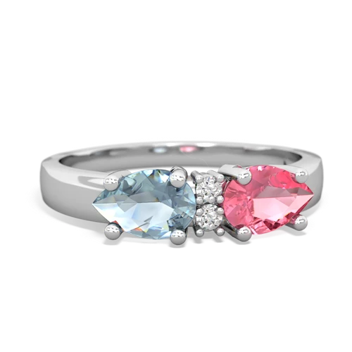 Lab Pink Sapphire Lab Created Pink Sapphire with Genuine Aquamarine Pear Bowtie ring Ring