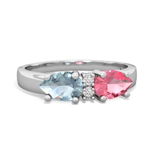 pink sapphire-aquamarine timeless ring