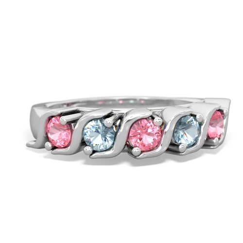 pink sapphire-aquamarine timeless ring