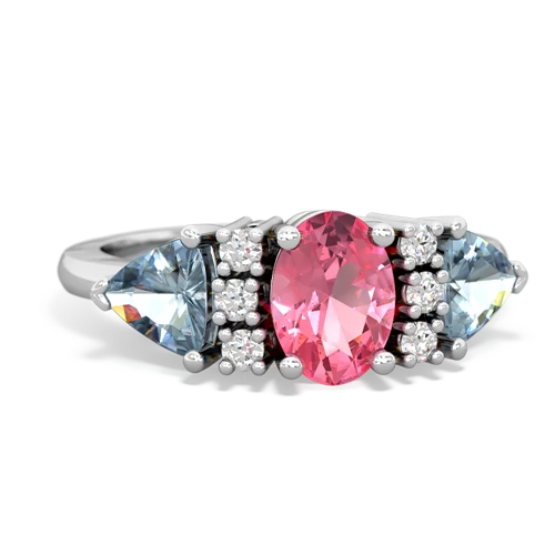 pink sapphire-aquamarine timeless ring