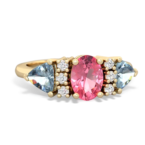 pink sapphire-aquamarine timeless ring