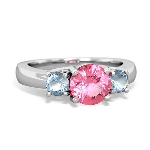 pink sapphire-aquamarine timeless ring