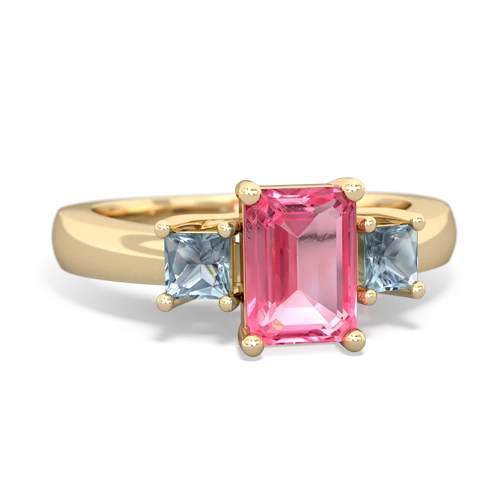 pink sapphire-aquamarine timeless ring