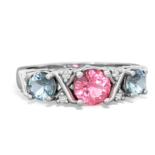 Lab Pink Sapphire Lab Created Pink Sapphire with Genuine Aquamarine and  Hugs and Kisses ring Ring
