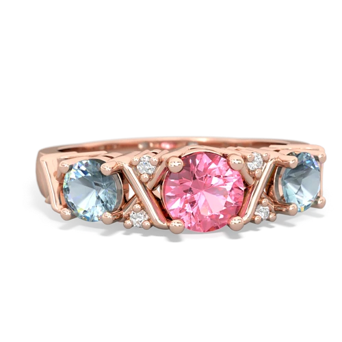 pink sapphire-aquamarine timeless ring