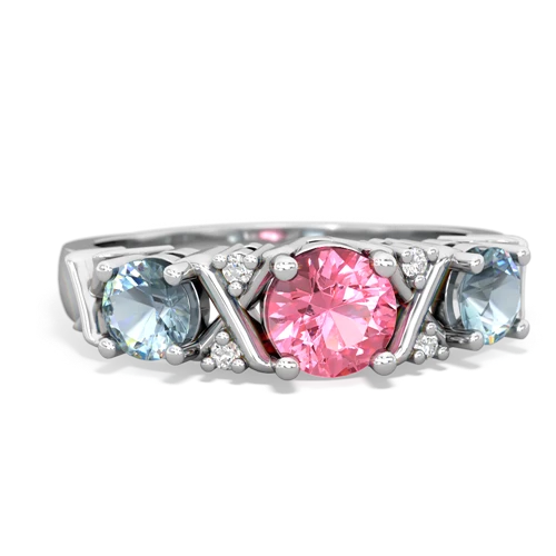 pink sapphire-aquamarine timeless ring