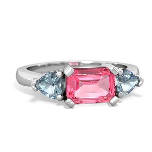 pink sapphire-aquamarine timeless ring