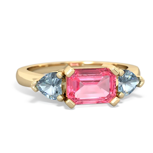 pink sapphire-aquamarine timeless ring