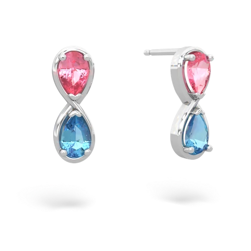 pink sapphire-blue topaz infinity earrings