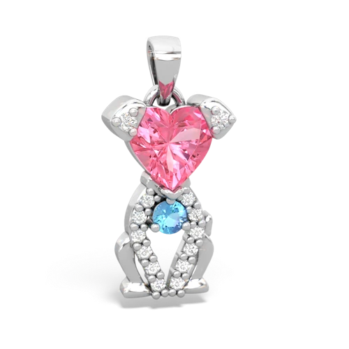 Lab Pink Sapphire Lab Created Pink Sapphire with Genuine Swiss Blue Topaz Puppy Love pendant Pendant