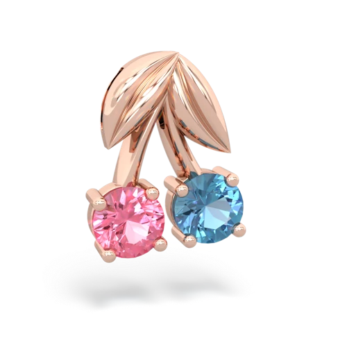 pink sapphire-blue topaz cherries pendant