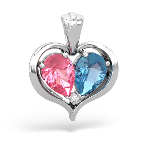 Lab Pink Sapphire Lab Created Pink Sapphire with Genuine Swiss Blue Topaz Two Become One pendant Pendant