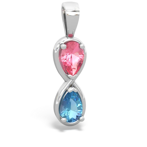 pink sapphire-blue topaz infinity pendant