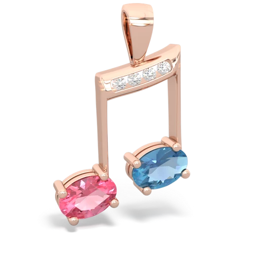 pink sapphire-blue topaz music notes pendant