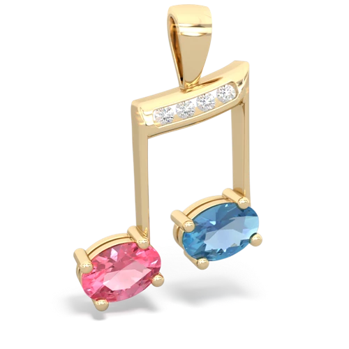 pink sapphire-blue topaz music notes pendant