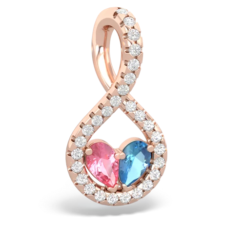 pink sapphire-blue topaz pave twist pendant