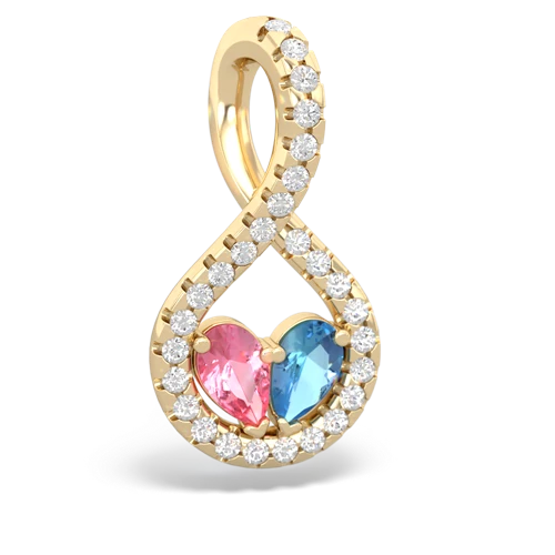 pink sapphire-blue topaz pave twist pendant