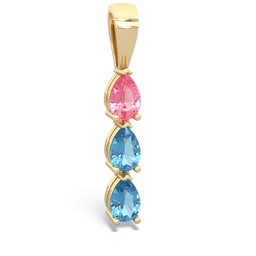 Lab Pink Sapphire Lab Created Pink Sapphire with Genuine Swiss Blue Topaz and Genuine London Blue Topaz Three Stone pendant Pendant
