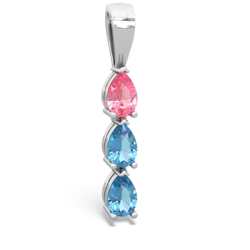 pink sapphire-blue topaz three stone pendant