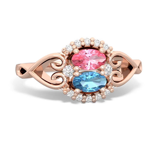 Lab Pink Sapphire Lab Created Pink Sapphire with Genuine Swiss Blue Topaz Love Nest ring Ring