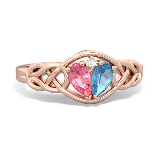 Lab Pink Sapphire Lab Created Pink Sapphire with Genuine Swiss Blue Topaz Celtic Love Knot ring Ring