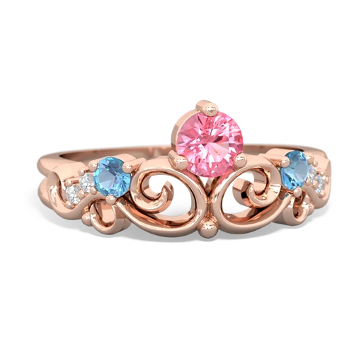 Lab Pink Sapphire Lab Created Pink Sapphire with Genuine Swiss Blue Topaz and Genuine Opal Crown Keepsake ring Ring
