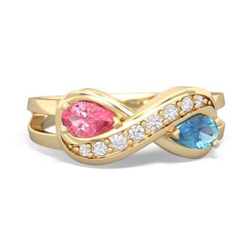 Lab Pink Sapphire Lab Created Pink Sapphire with Genuine Swiss Blue Topaz Diamond Infinity ring Ring