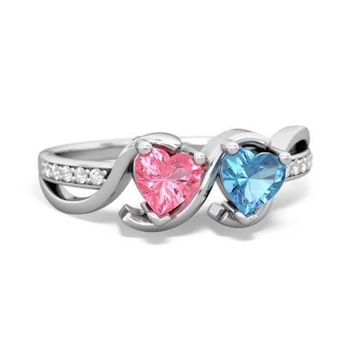 Lab Pink Sapphire Lab Created Pink Sapphire with Genuine Swiss Blue Topaz Side by Side ring Ring