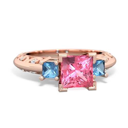 pink sapphire-blue topaz engagement ring