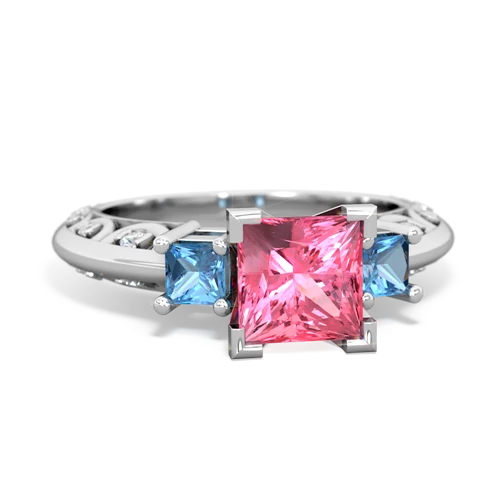 pink sapphire-blue topaz engagement ring