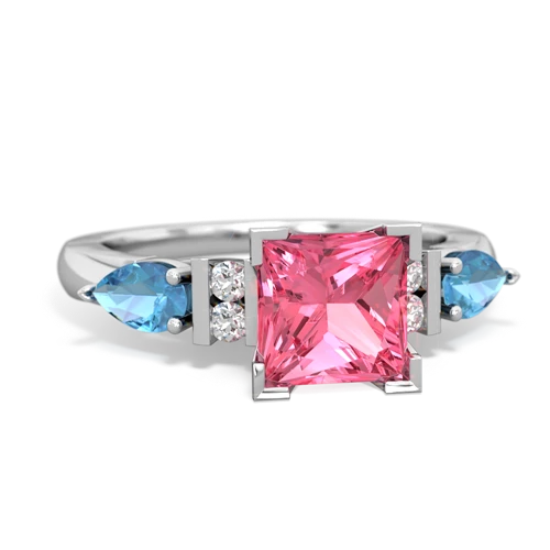 Lab Pink Sapphire Lab Created Pink Sapphire with Genuine Swiss Blue Topaz and  Engagement ring Ring