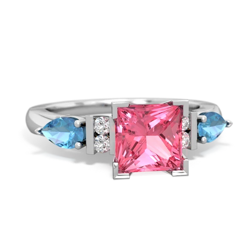 pink sapphire-blue topaz engagement ring