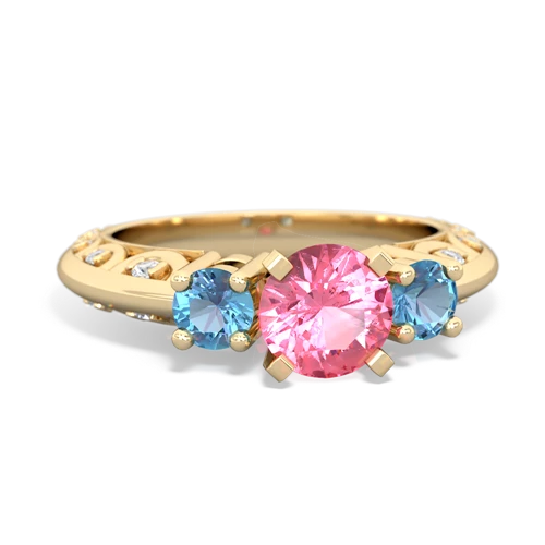 Lab Pink Sapphire Lab Created Pink Sapphire with Genuine Swiss Blue Topaz Art Deco ring Ring