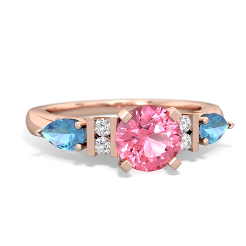 pink sapphire-blue topaz engagement ring