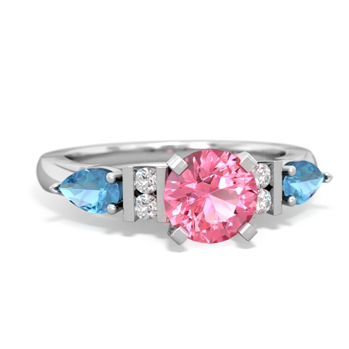 pink sapphire-blue topaz engagement ring