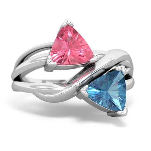 pink sapphire-blue topaz filligree ring