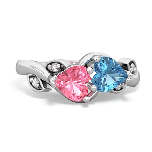 Lab Pink Sapphire Lab Created Pink Sapphire with Genuine Swiss Blue Topaz Floral Elegance ring Ring