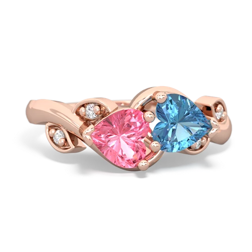 pink sapphire-blue topaz floral keepsake ring